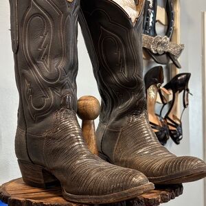 Men's Western Leather Boots - gray